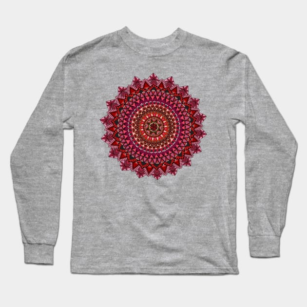 Red moon mandala Long Sleeve T-Shirt by paviash